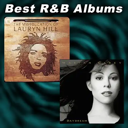 album covers for What's the 411? by Mary J. Blige and The Miseducation of Lauryn Hill