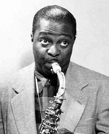 1940s music atrist Louis Jordan playing saxophone