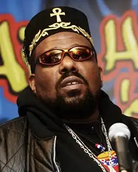 DJ, rapper, record producer and electro musician Afrika Bambaataa