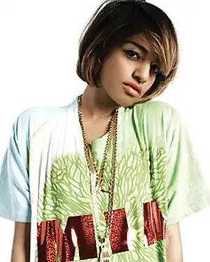 British rapper M.I.A. in t-shirt