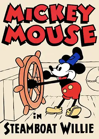 Poster for the 1928 Disney animated film Steamboat Willie