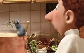 Kitchen scene with Remy and Linguini from the movie Ratatouille