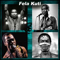 Four pictures of Fela Kuti
