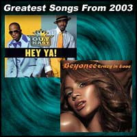 record covers for Hey Ya! by Outkast and Crazy In Love by Beyonc&eacute; and Jay-Z