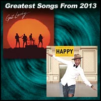 record cover art for Get Lucky by Daft Punk and Happy by Pharrell Williams