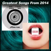 record cover art for Uptown Funk by Mark Ronson and Sugar by Maroon 5