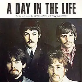 A Day in the Life A Day in the Life sleve cover with the Beatles faces