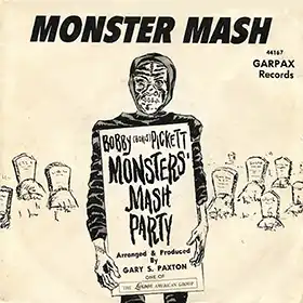 Monster Mash 45rpm record sleve with drawing of Frankenstein